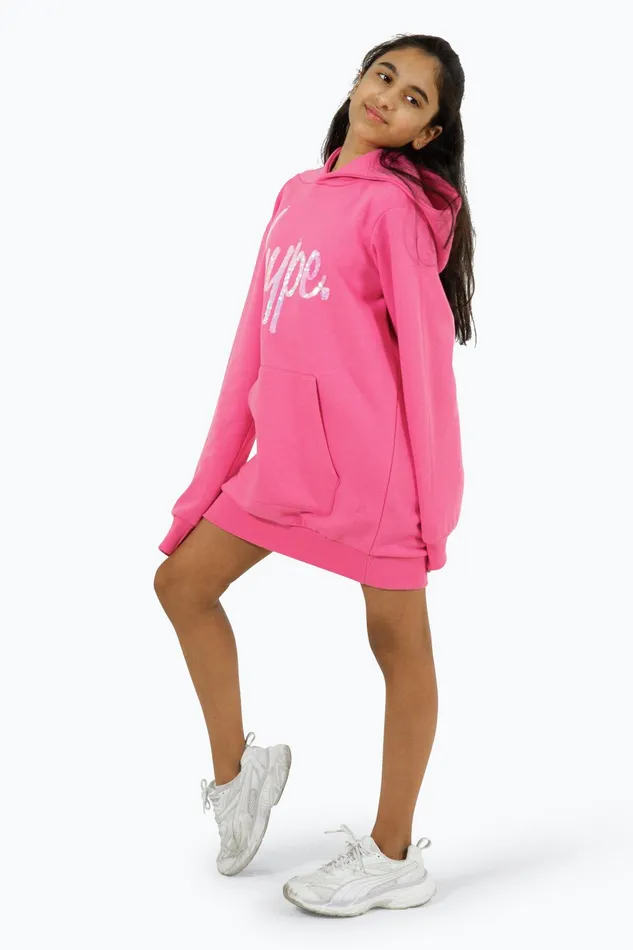 Just Hype Hoodies and Pullovers Hype Girls Pink Leopard Hoodie Dress