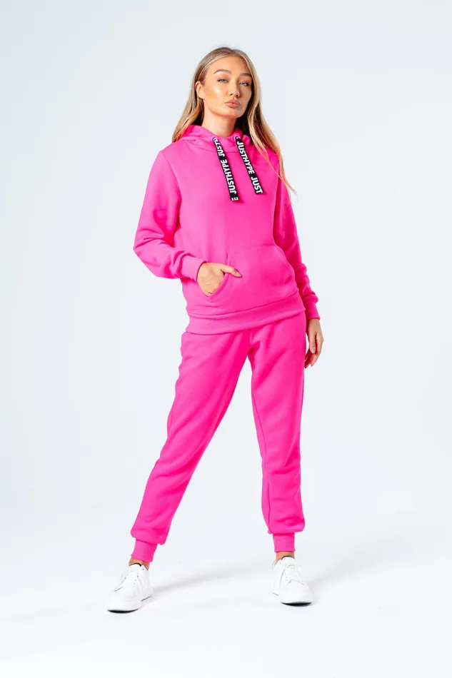 Just Hype Hoodies and Sweatshirts Hype Hot Pink Drawcord Women039S Pullover Hoodie