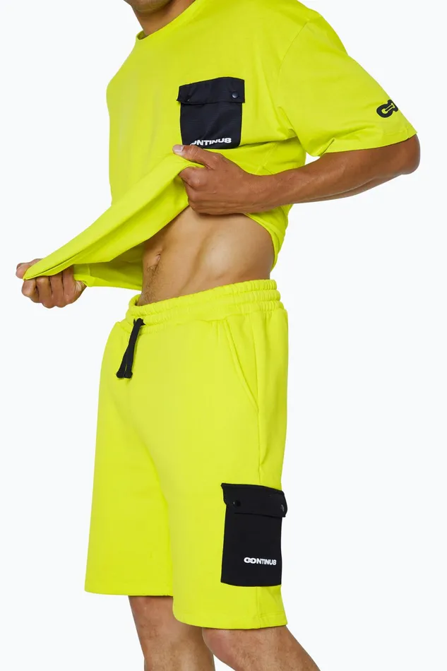 Just Hype Swimwear and Shorts Continu8 Unisex Lemon Cargo Pocket Boxy Shorts