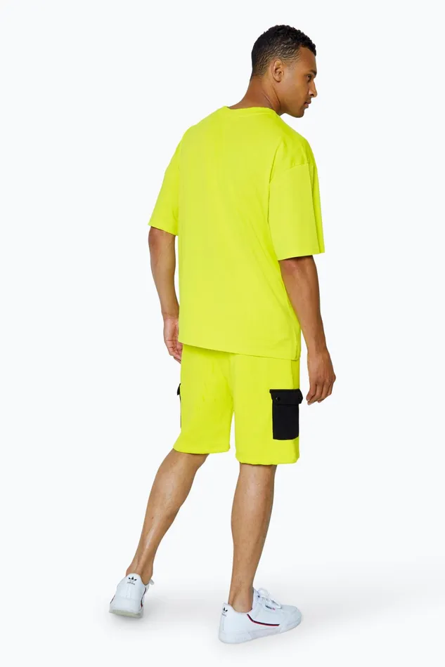 Just Hype Swimwear and Shorts Continu8 Unisex Lemon Cargo Pocket Boxy Shorts