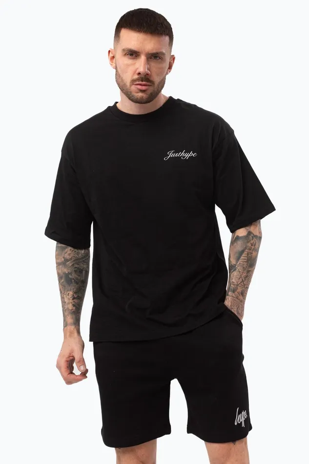 Just Hype TShirts Justhype Mens Black Oval TShirt