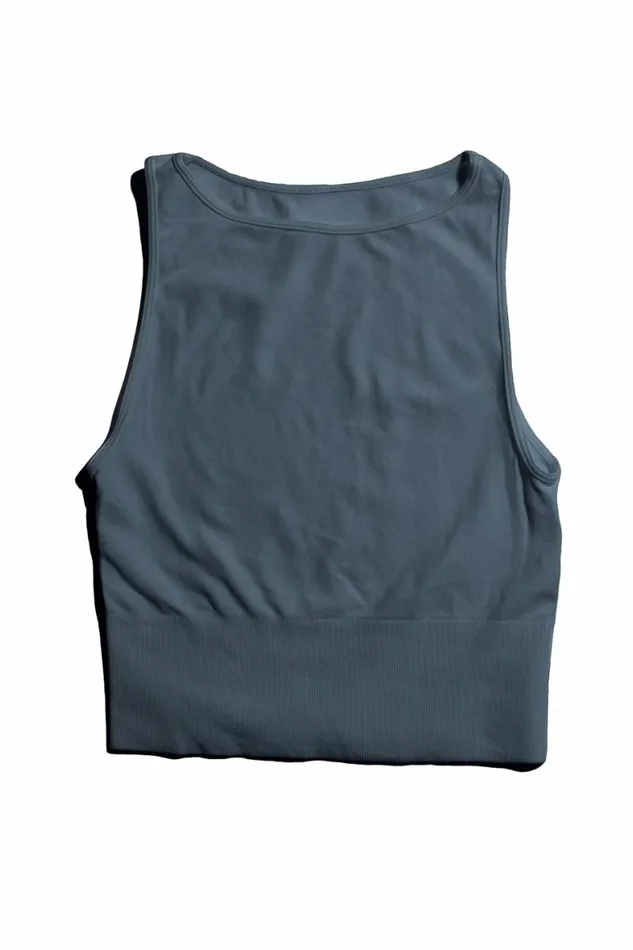 Kara Cropped Tank In Blue Blue Women Bohme Tees and Tanks