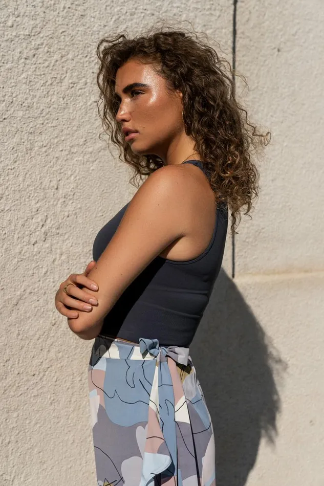 Kara Cropped Tank In Blue Blue Women Bohme Tees and Tanks