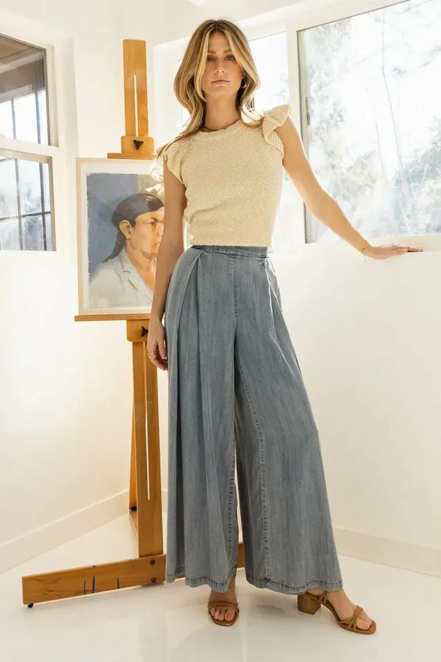 Katie Wide Leg Tencel Pants In Denim Denim Women Bohme Pants