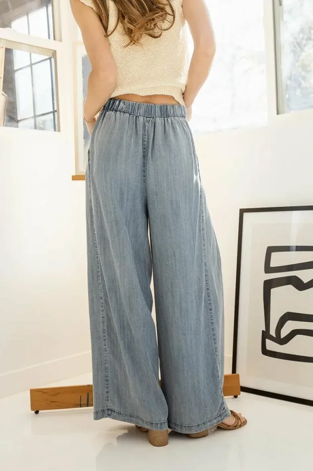 Katie Wide Leg Tencel Pants In Denim Denim Women Bohme Pants