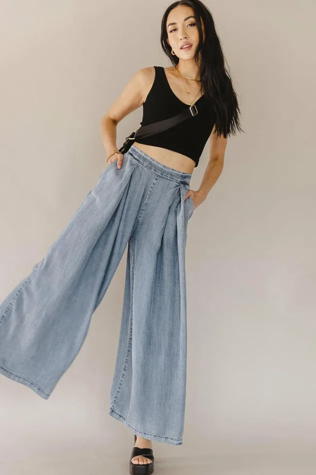 Katie Wide Leg Tencel Pants In Denim Denim Women Bohme Pants