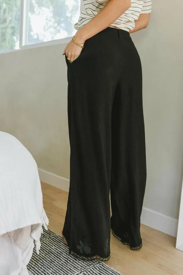 Katniss Embroidered Pants In Black Black Women Bohme Sets