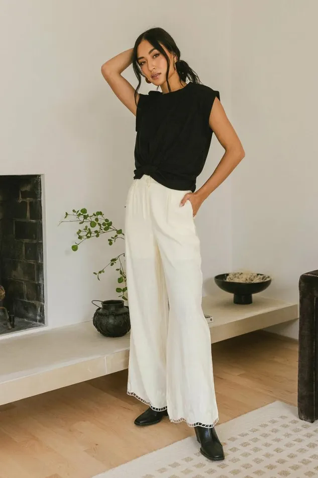 Katniss Embroidered Pants In Cream Cream Women Bohme Sets