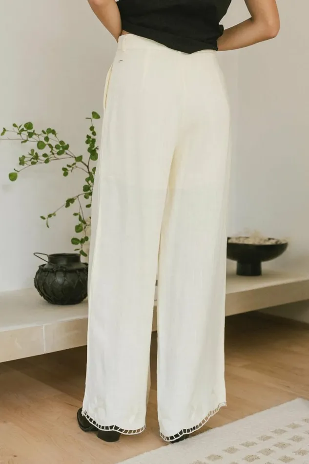 Katniss Embroidered Pants In Cream Cream Women Bohme Sets
