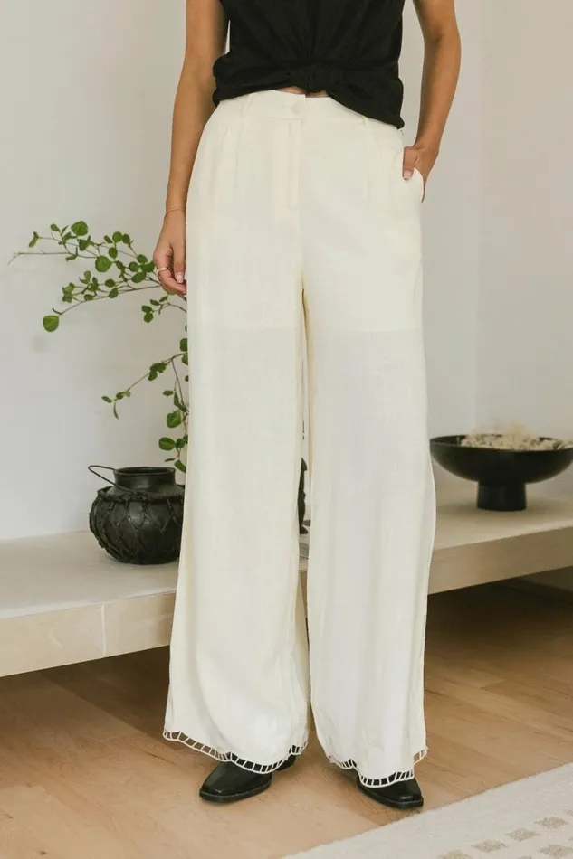 Katniss Embroidered Pants In Cream Cream Women Bohme Sets
