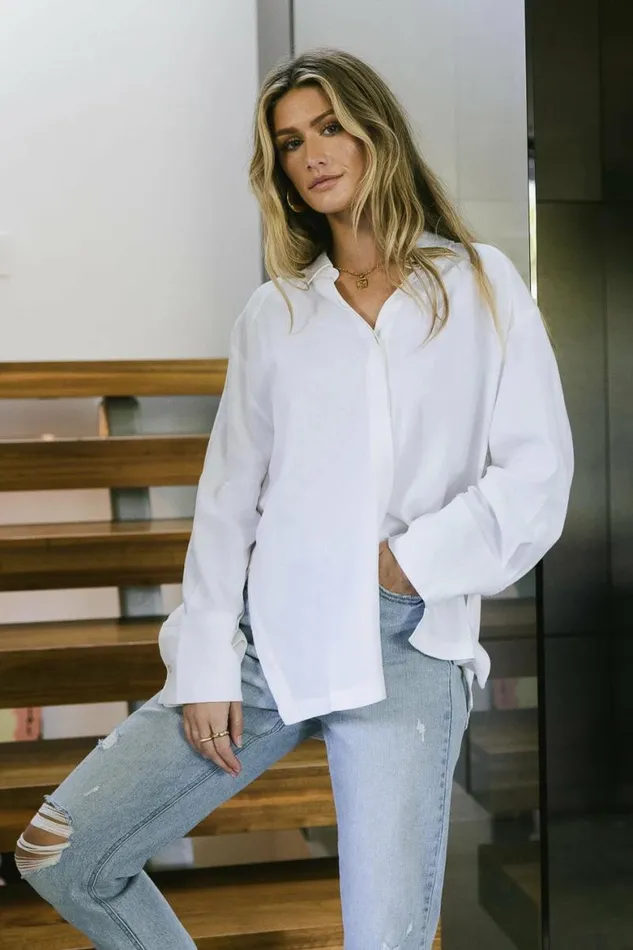 Keegan Button Up Off White Women Bohme Tops