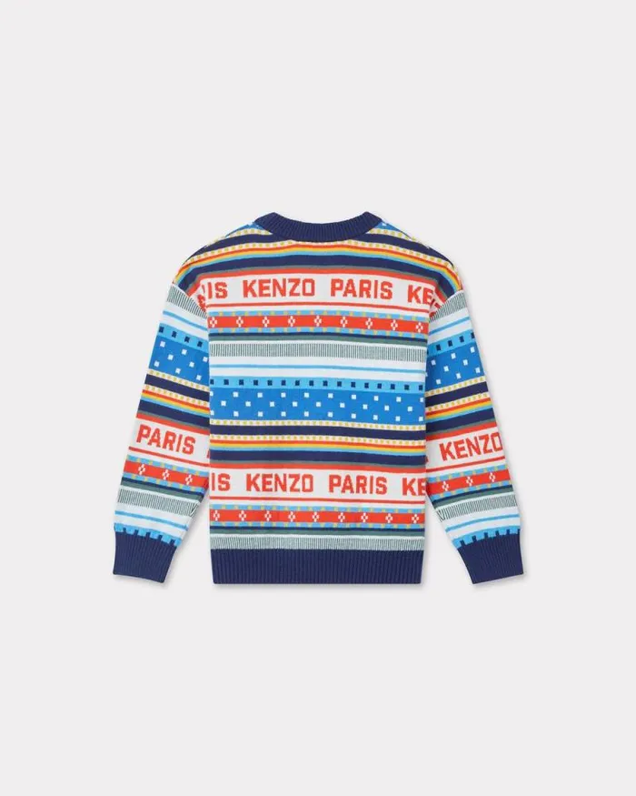 Kids 039KENZO Tour039 Jacquard Knit Jumper Off White Kenzo Tshirts And Sweatshirts