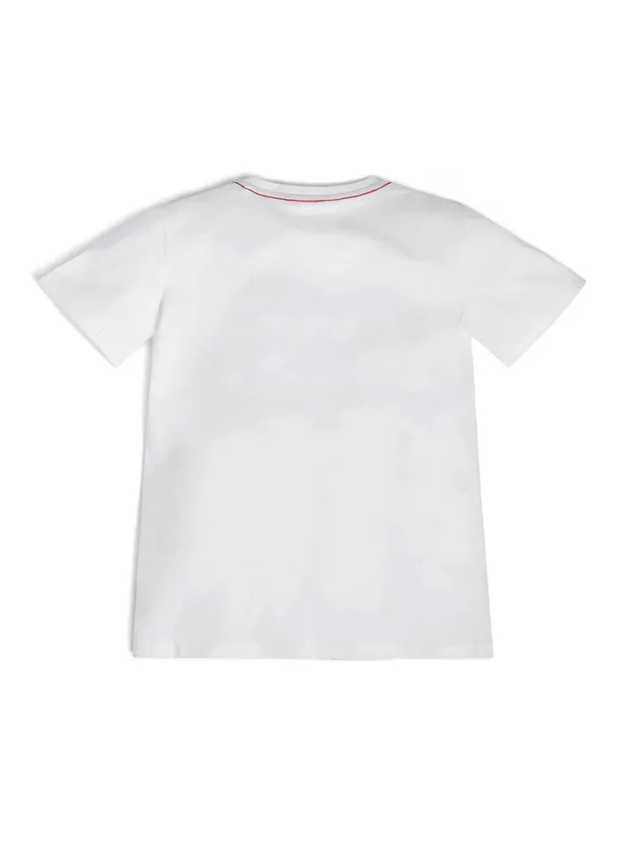 Kids Big Boy GUESS White Logo Tshirt 716 Kids Big Boy GUESS White Logo Tshirt 716