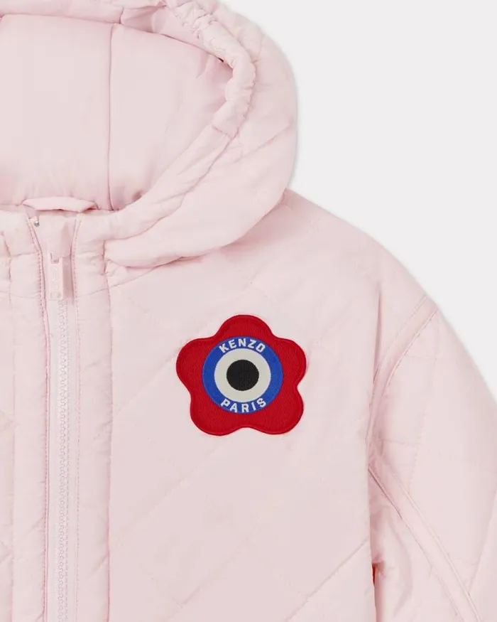 Kids Embroidered Padded Waterproof Jacket Pastel Pink Kenzo Jackets And Coats