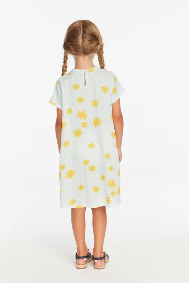 Kids Girls Chaser Brand Girls Powder Blue Daisy Tee Shirt Dress