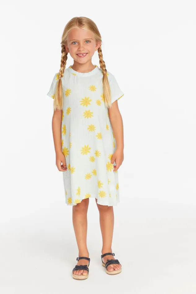 Kids Girls Chaser Brand Girls Powder Blue Daisy Tee Shirt Dress