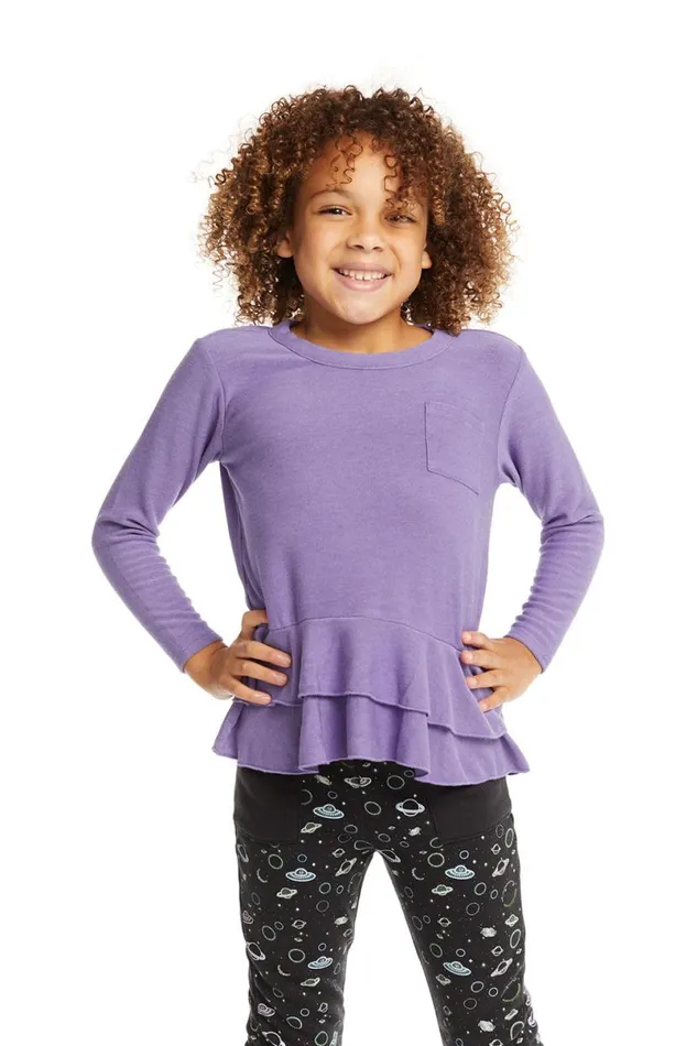 Kids Girls Chaser Brand Veronica Purple Long Sleeve Tee