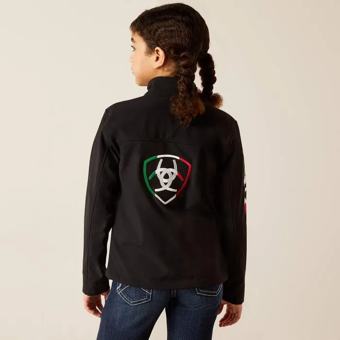 Kids Jackets and Vests Ariat New Team Softshell Brand Jacket Mex Black Kids Jackets and Vests Ariat New Team Softshell Brand Jacket Mex Black