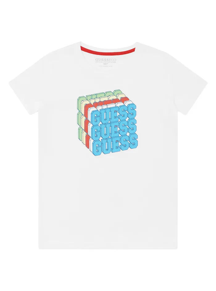 Kids Little Boy GUESS White Cube Logo Tshirt 27