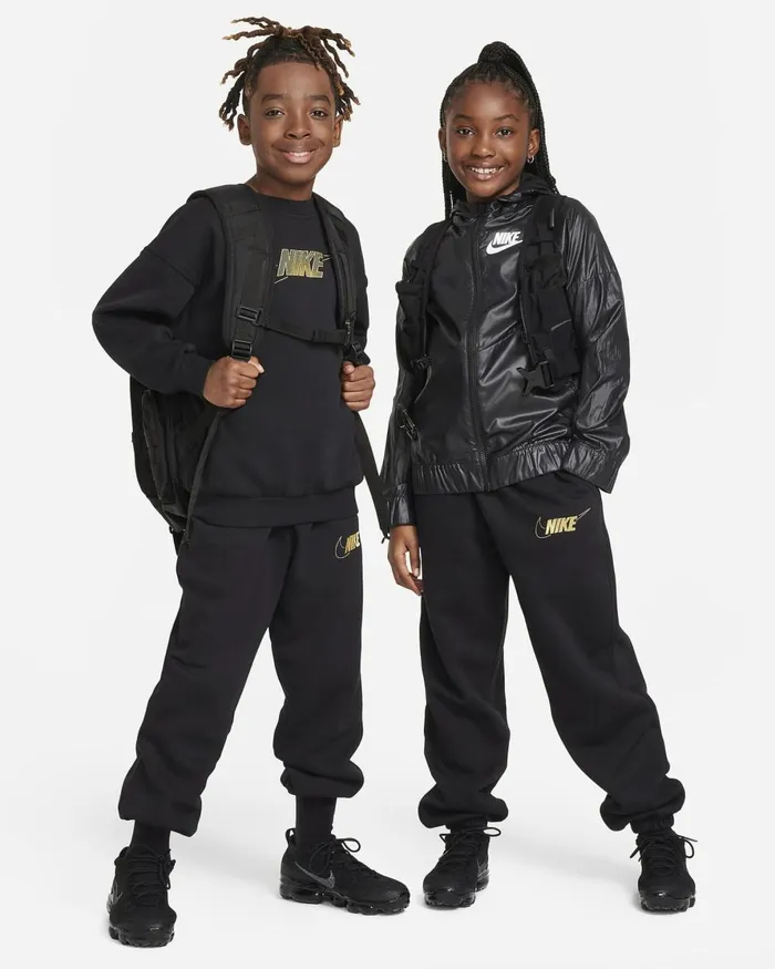 Kids Nike Trousers And Leggings Sportswear Club Fleece Blackmetallic Gold