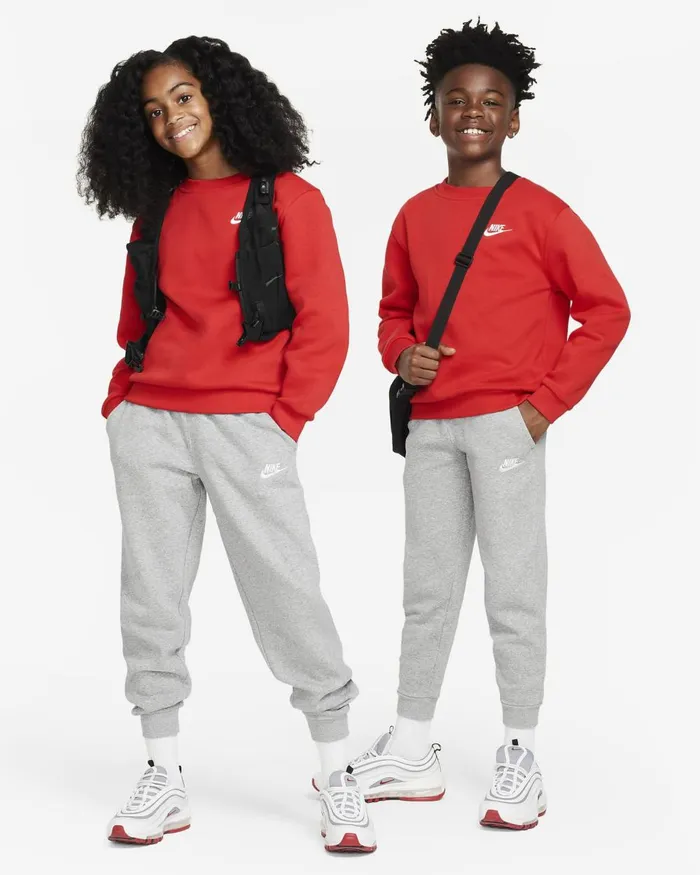 Kids Nike Trousers And Leggings Sportswear Club Fleece Dark Grey Heatherbase Greywhite