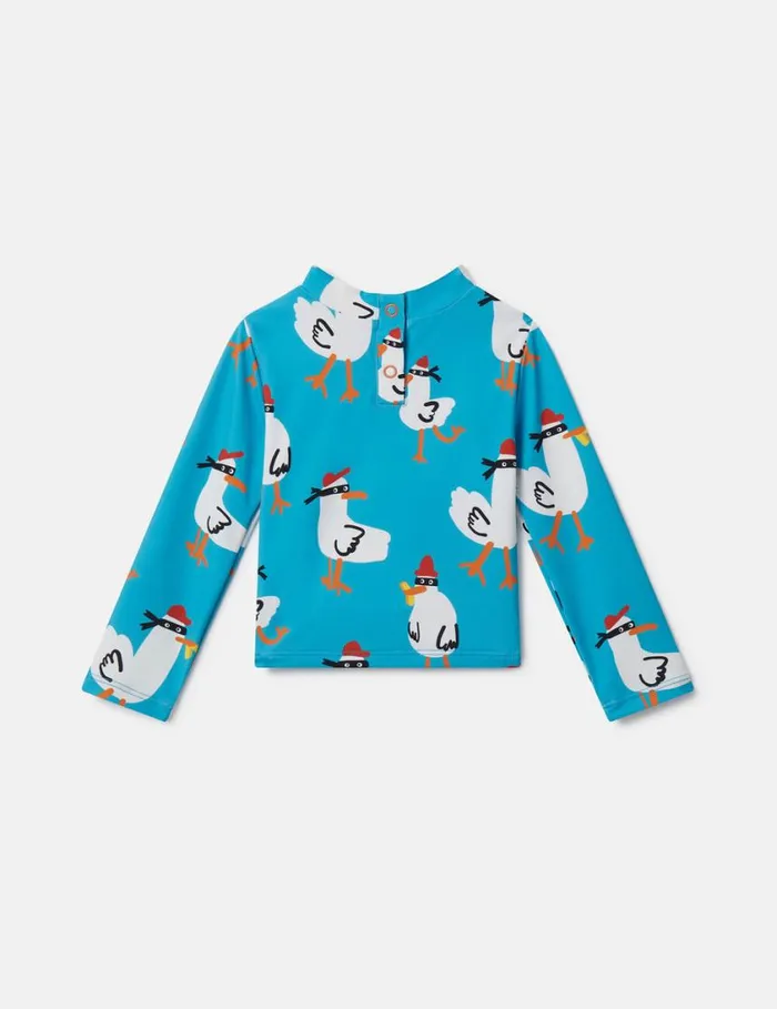 Kids Seagull Bandit Rash Top Turquoise Stella McCartney Baby Boys