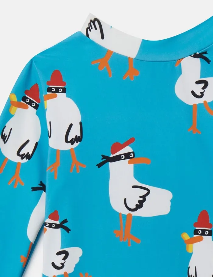 Kids Seagull Bandit Rash Top Turquoise Stella McCartney Baby Boys