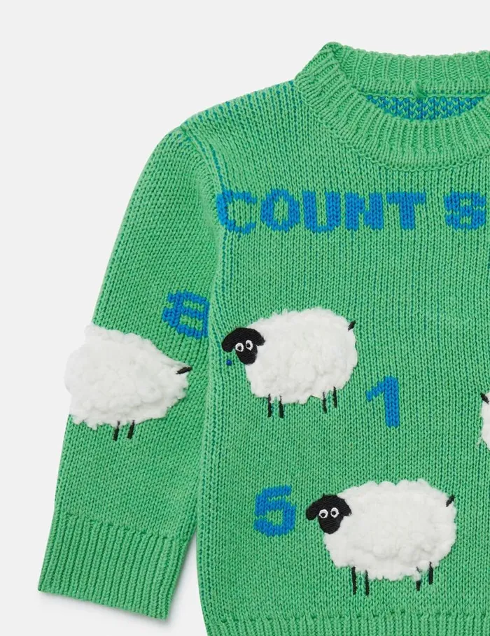 Kids Sheep Embroidered Sweater Green Stella McCartney Baby Boys Kids Sheep Embroidered Sweater Green Stella McCartney Baby Boys