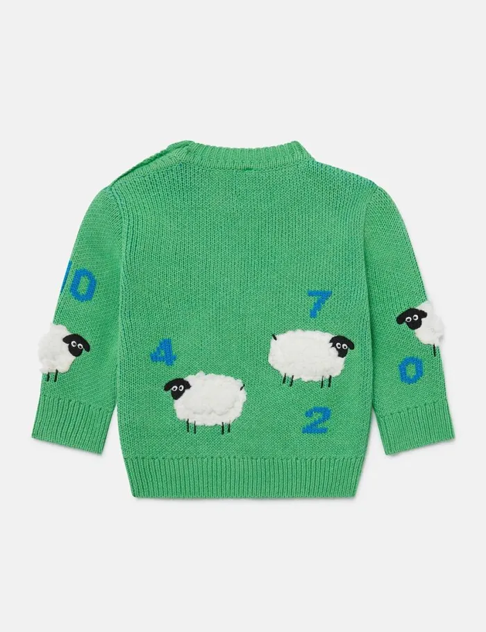 Kids Sheep Embroidered Sweater Green Stella McCartney Baby Boys Kids Sheep Embroidered Sweater Green Stella McCartney Baby Boys
