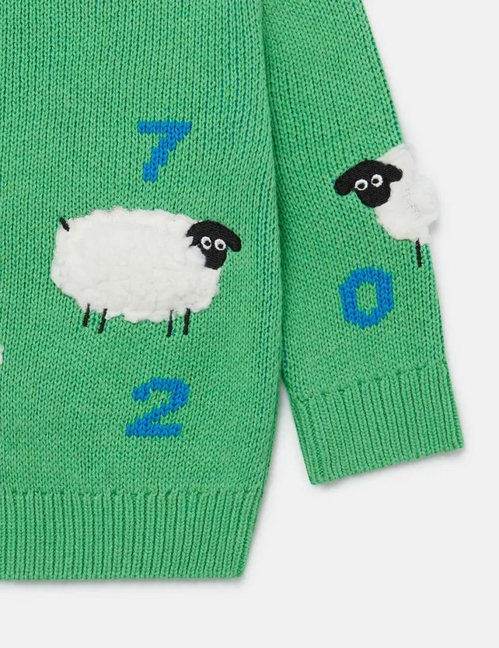 Kids Sheep Embroidered Sweater Green Stella McCartney Baby Boys Kids Sheep Embroidered Sweater Green Stella McCartney Baby Boys