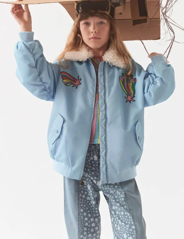 Kids Star Pattern Chaps Denim Jeans Bluewhite Stella McCartney Pants and Shorts
