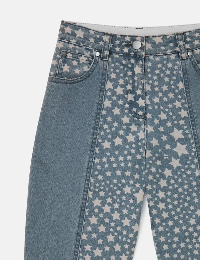 Kids Star Pattern Chaps Denim Jeans Bluewhite Stella McCartney Pants and Shorts