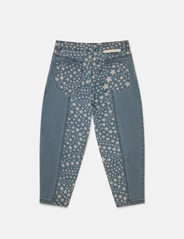Kids Star Pattern Chaps Denim Jeans Bluewhite Stella McCartney Pants and Shorts