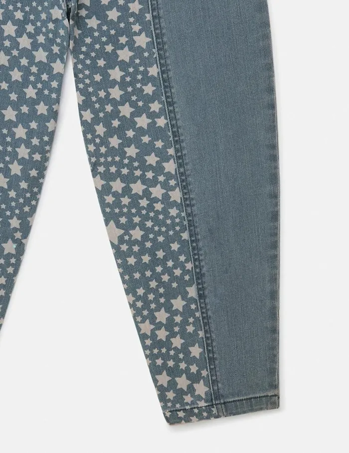 Kids Star Pattern Chaps Denim Jeans Bluewhite Stella McCartney Pants and Shorts