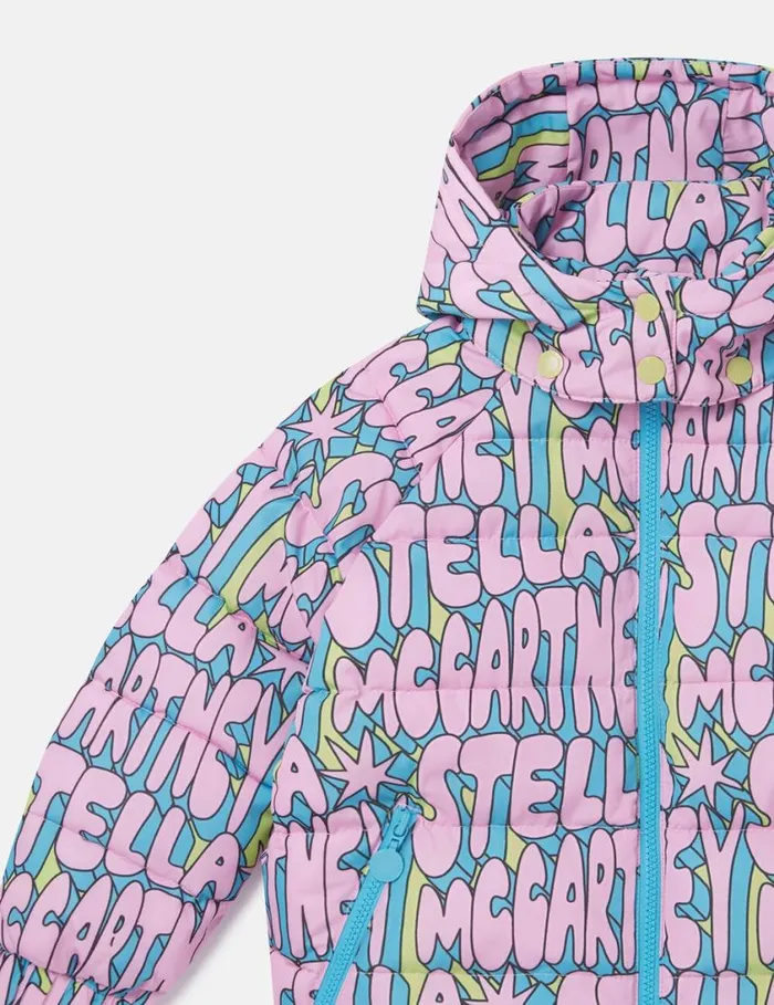 Kids Stella Print Puffer Coat Multi Mix Stella McCartney Outerwear