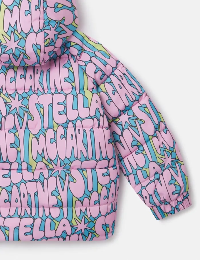 Kids Stella Print Puffer Coat Multi Mix Stella McCartney Outerwear
