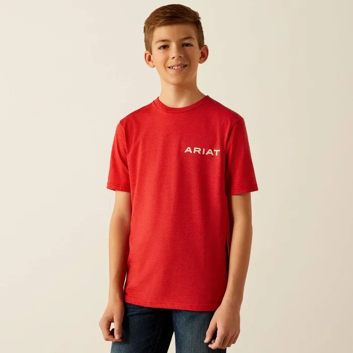 Kids TShirts and Polos Ariat Ariat Original Flag Scope TShirt Red Heather Kids TShirts and Polos Ariat Ariat Original Flag Scope TShirt Red Heather