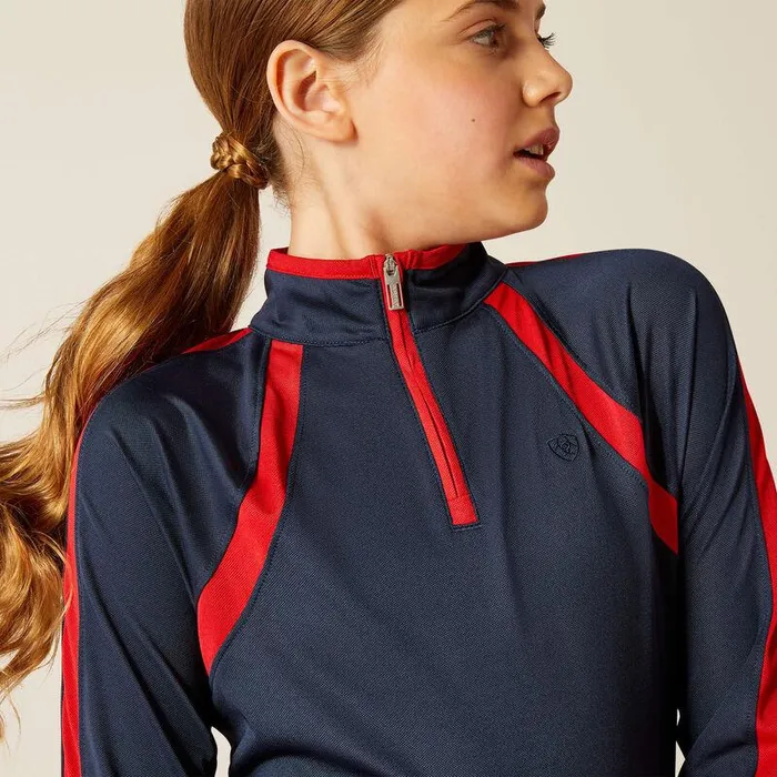 Kids TShirts and Polos Ariat Sunstopper 30 14 Zip Baselayer Navyt