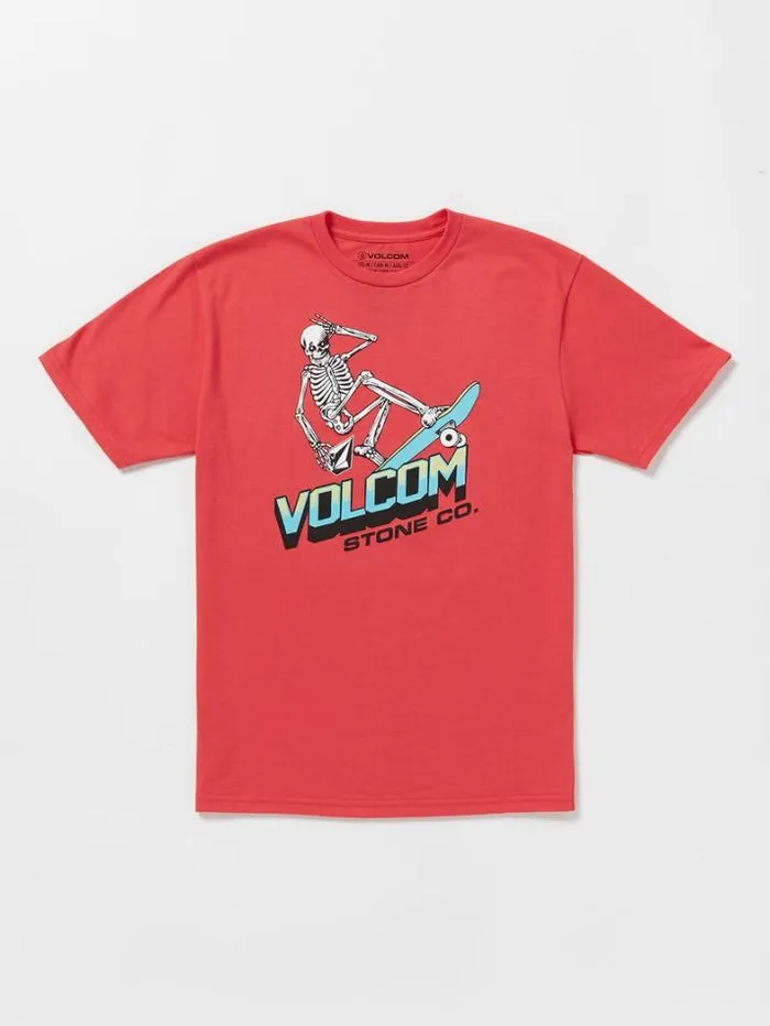 Kids TShirts and Tanks Volcom Big Boys Bone Slide Short Sleeve Tee 8211 Flash Red