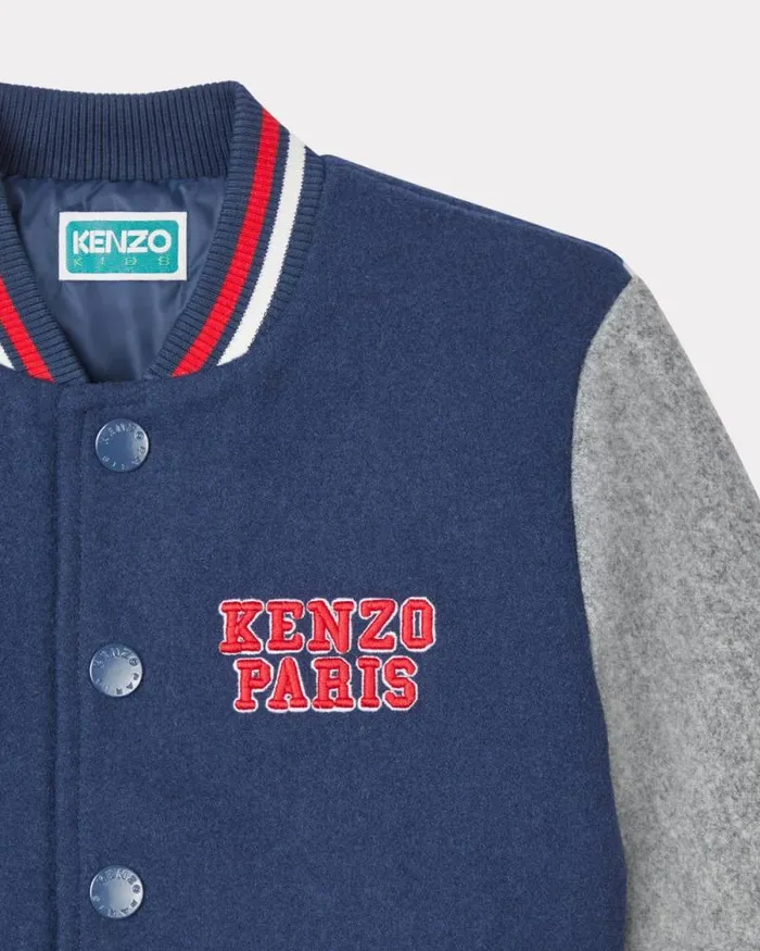 Kids Wool Embroidered Jacket Blue Black Kenzo Jackets And Coats