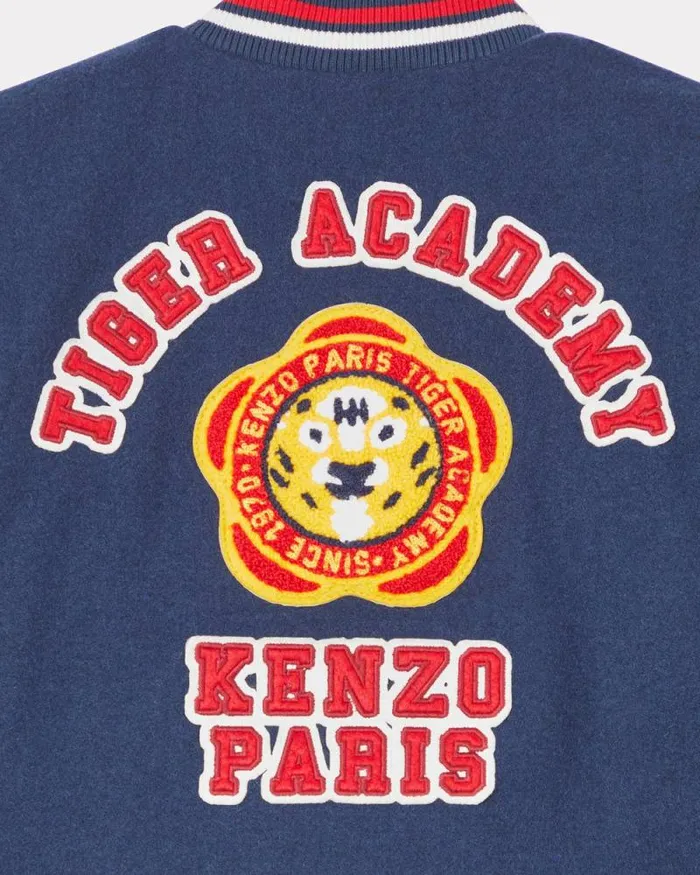 Kids Wool Embroidered Jacket Blue Black Kenzo Jackets And Coats
