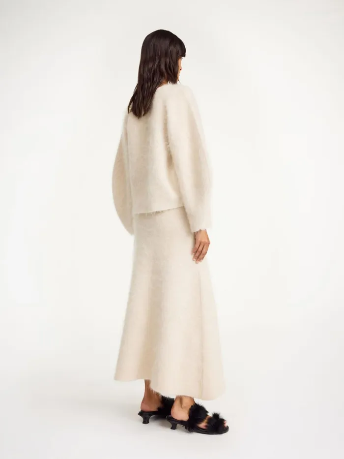 Knitwear Women By Malene Birger Christina Maxi Skirt Oyster Gray