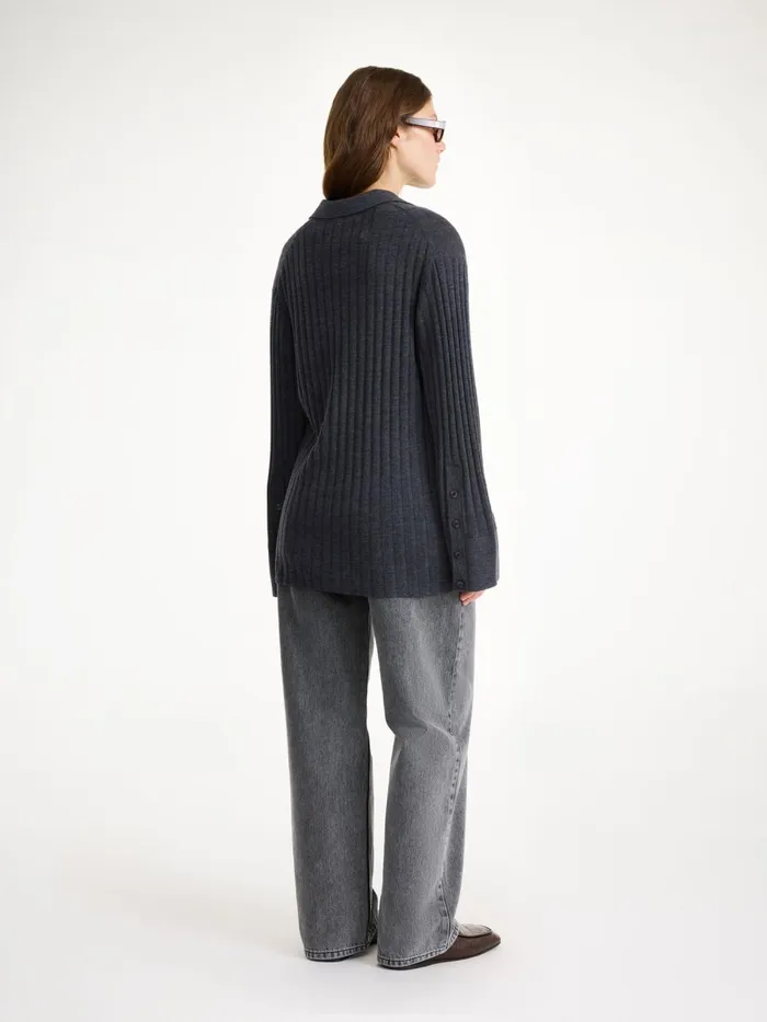 Knitwear Women By Malene Birger Delphine Merino Wool Sweater Jet Grey Knitwear Women By Malene Birger Delphine Merino Wool Sweater Jet Grey