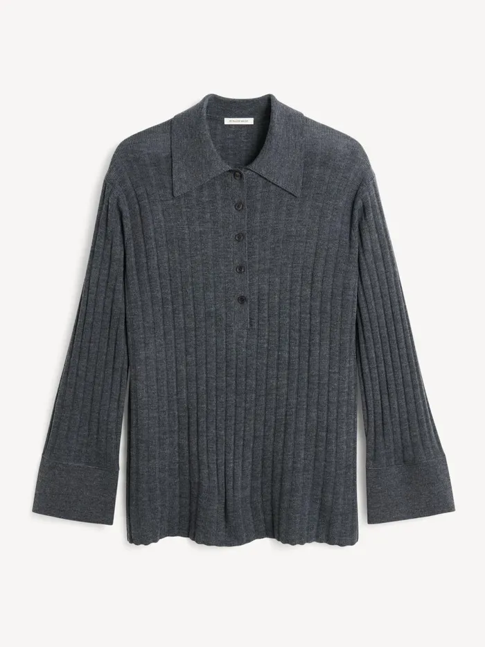 Knitwear Women By Malene Birger Delphine Merino Wool Sweater Jet Grey Knitwear Women By Malene Birger Delphine Merino Wool Sweater Jet Grey