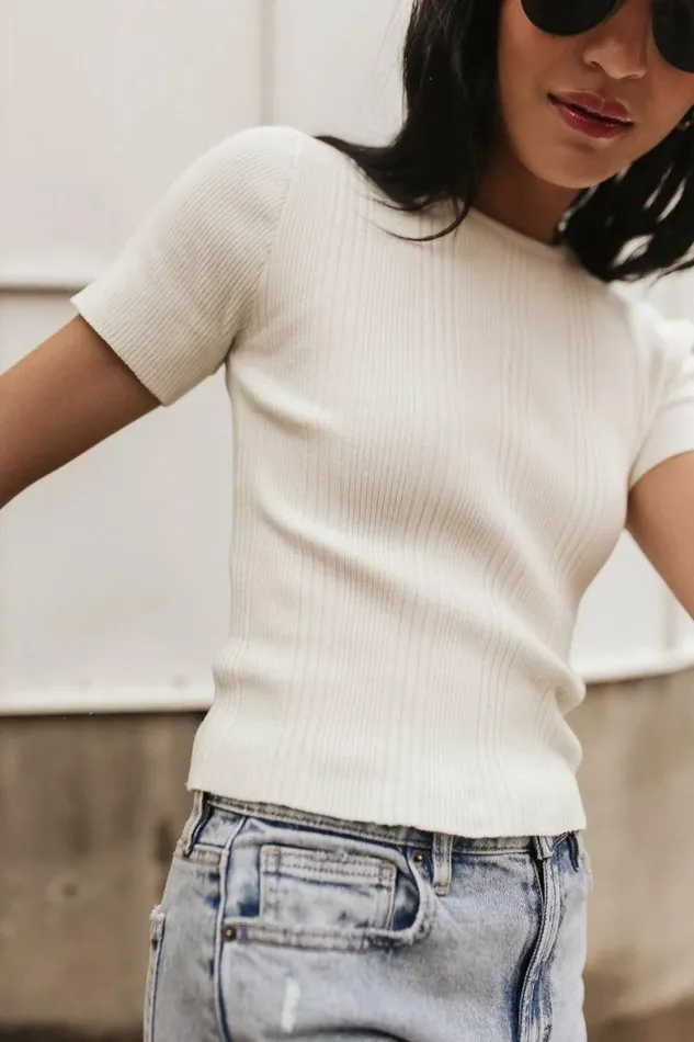 Kyra Sweater Top Ivory Women Bohme Tops
