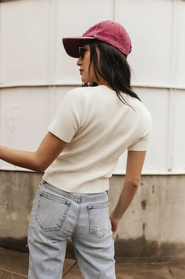 Kyra Sweater Top Ivory Women Bohme Tops