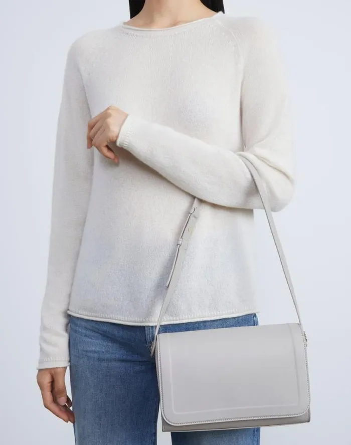 Lafayette 148 New York Calfskin Leather and Suede Saddle BagMedium Black HandbagsAccessories Leather Accessories