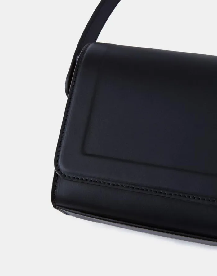 Lafayette 148 New York Calfskin Leather and Suede Saddle BagMini Black HandbagsAccessories Crossbodies