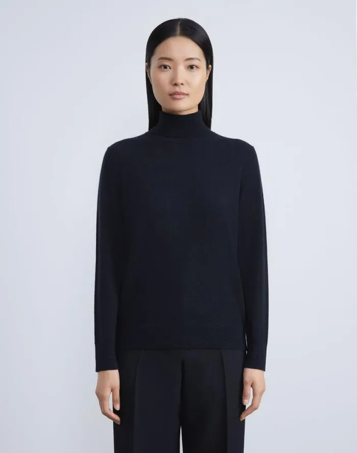 Lafayette 148 New York Cashmere Turtleneck Sweater Black Ready To Wear Sweaters and Knits