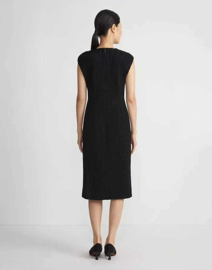 Lafayette 148 New York Finespun Voile Pleated Dress Black Ready To Wear Dresses